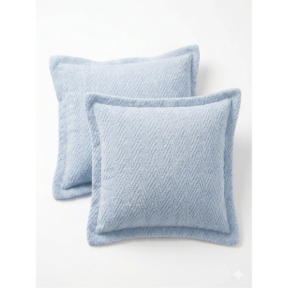 Docofil Light Blue Chevron Knit Square Euro Pillow Shams Set of 2 26x26